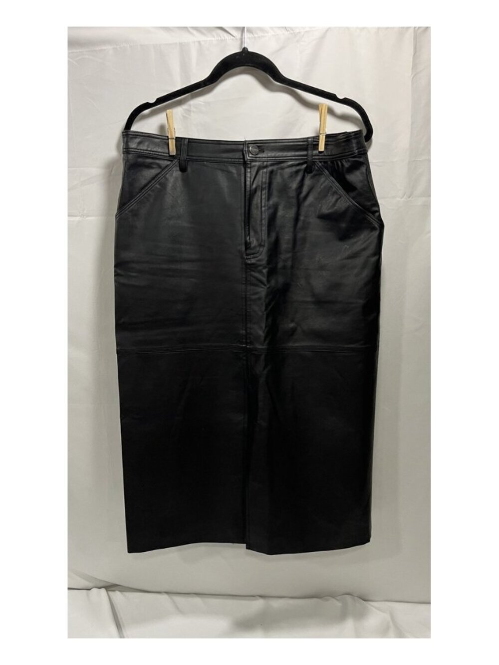 Sanctuary Women's Vegan Leather Black Midi Skirt